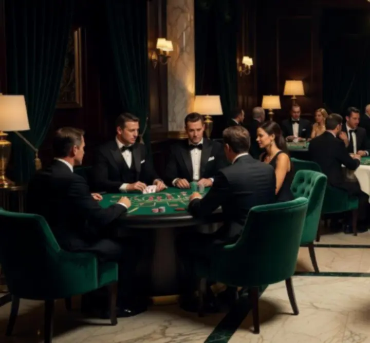 Atmosferska fotografija casino loungea s gaming stolovima i intimnim osvjetljenjem