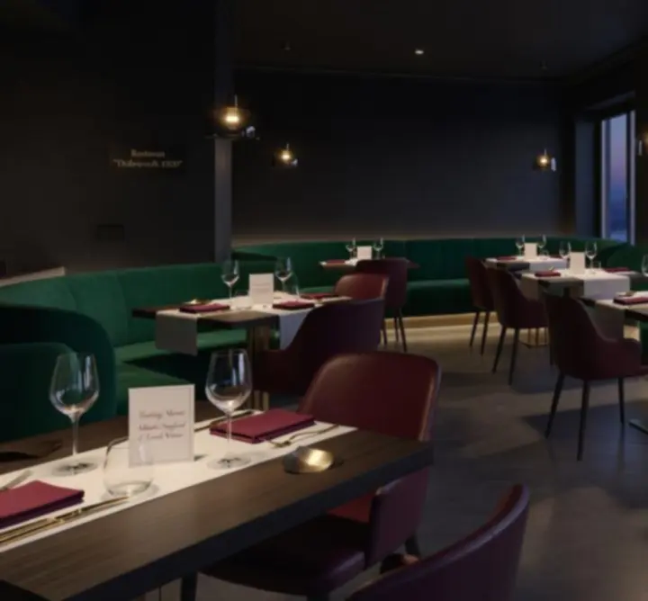 Luksuzni interijer restorana Paradise Royale osvijetljen ambijentalnim svjetlom